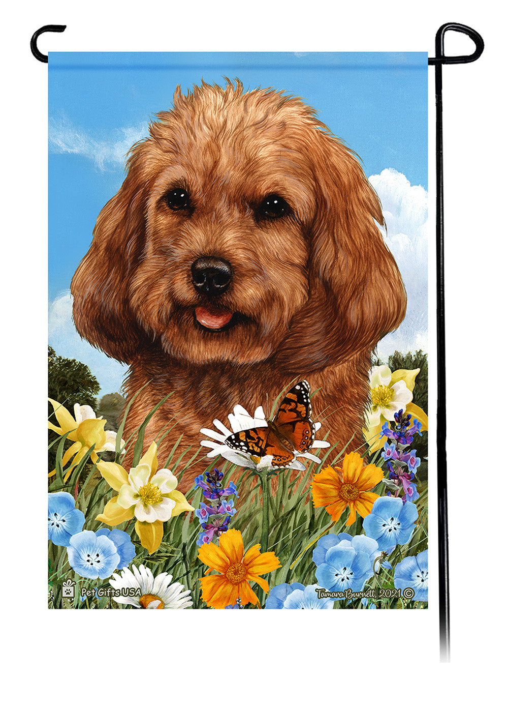 Cockapoo Summer Flowers - Garden Flag