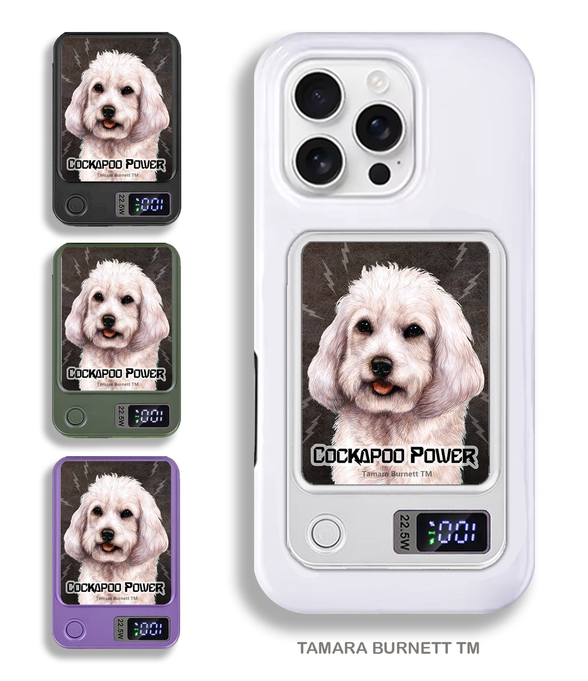 Cockapoo White Phone Bank Wireless Charger