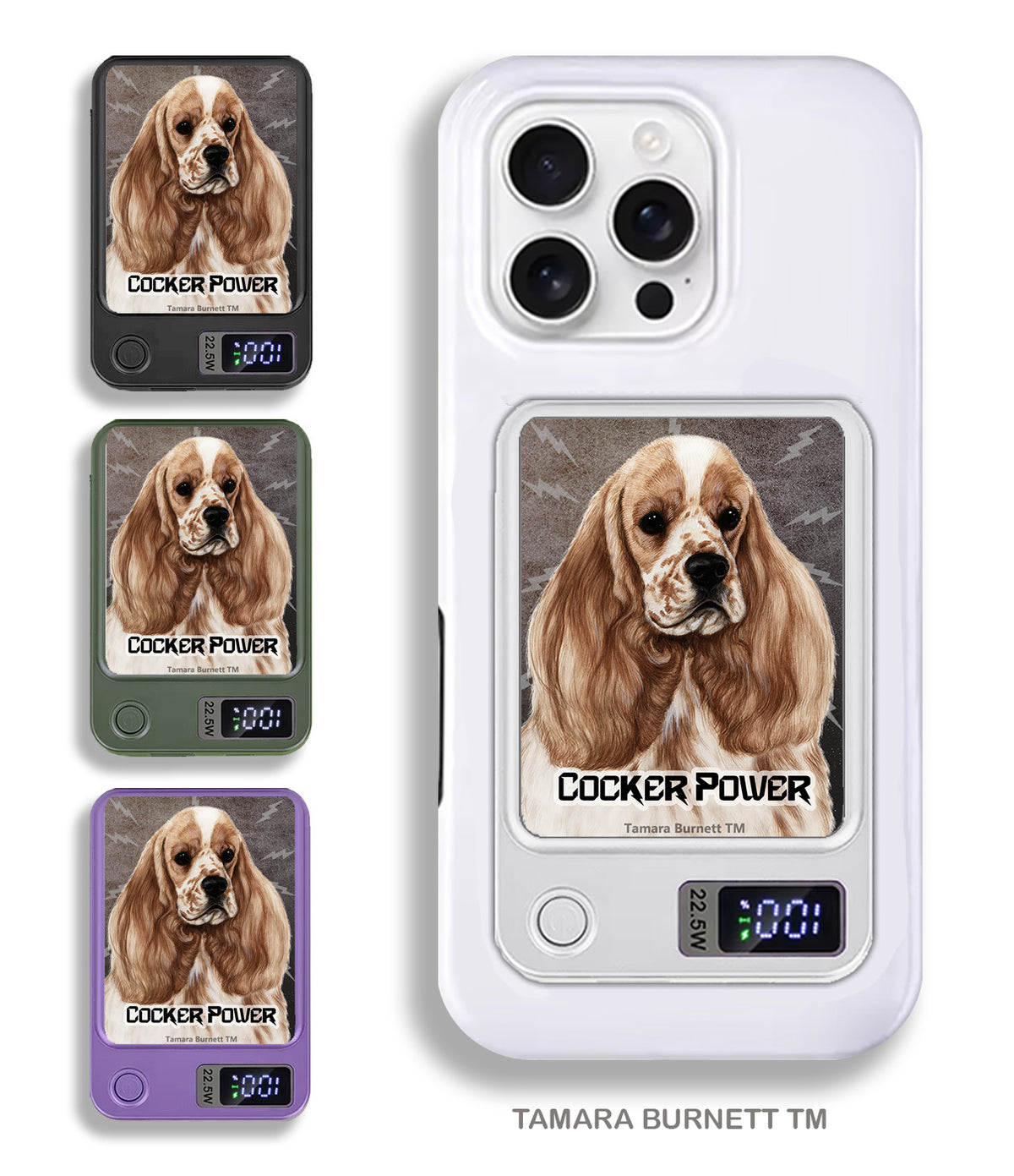 Cocker Spaniel Buff Parti Phone Bank Wireless Charger