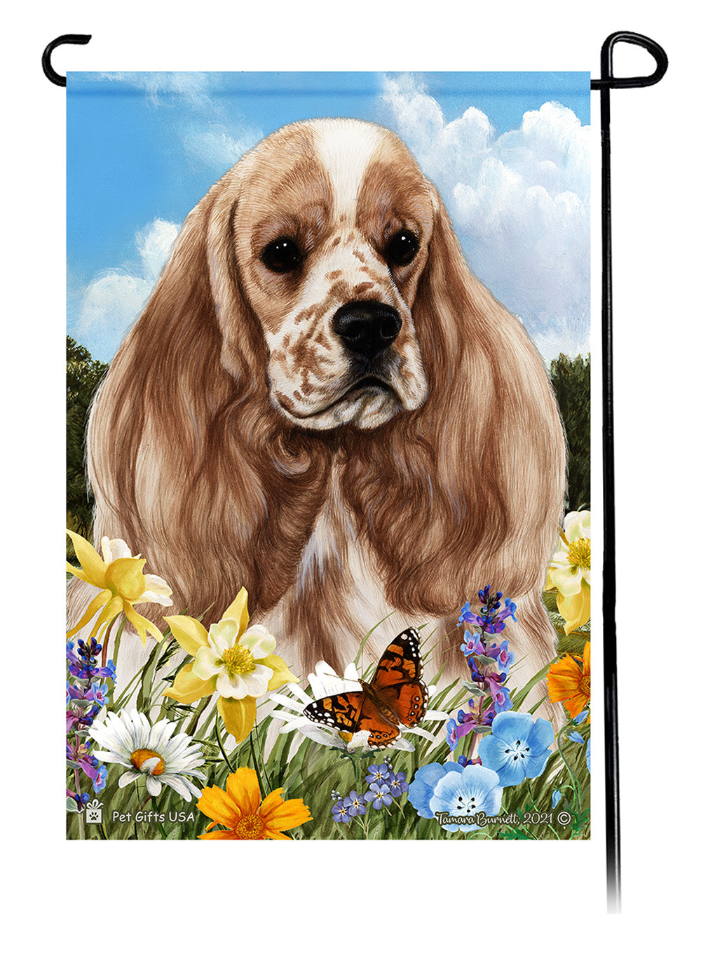 Cocker Spaniel Summer Flowers - Garden Flag