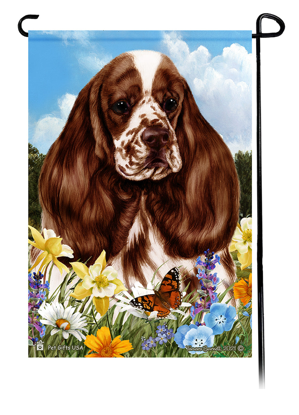 Cocker Spaniel Summer Flowers - Garden Flag