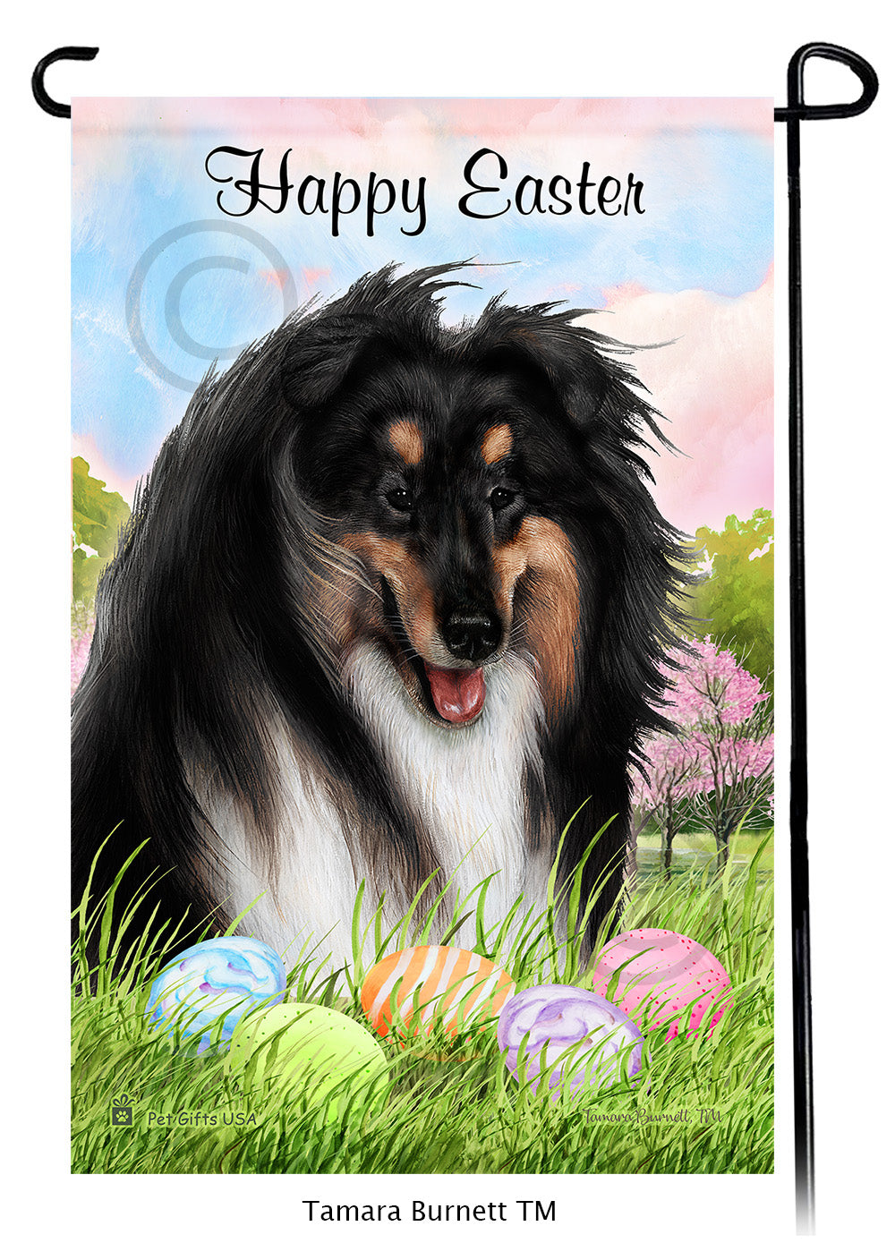 Collie Happy Easter - Garden Flag