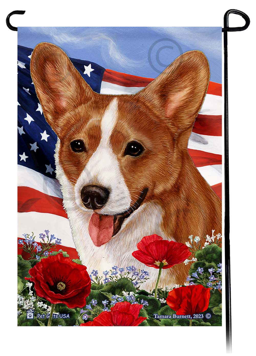 Corgi Patriotic Flowers - Garden Flag