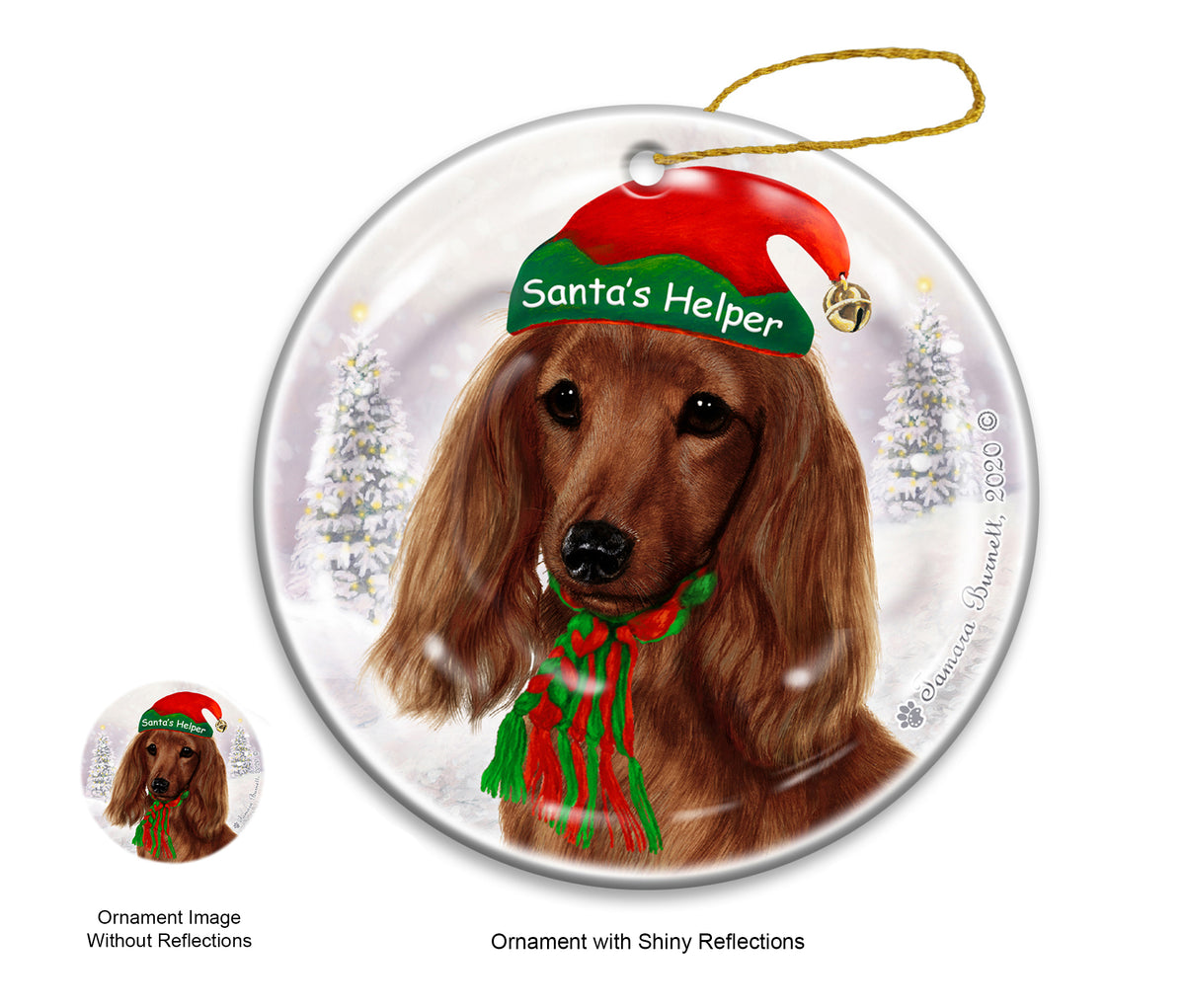 Dachshund Long Haired Red Ornament