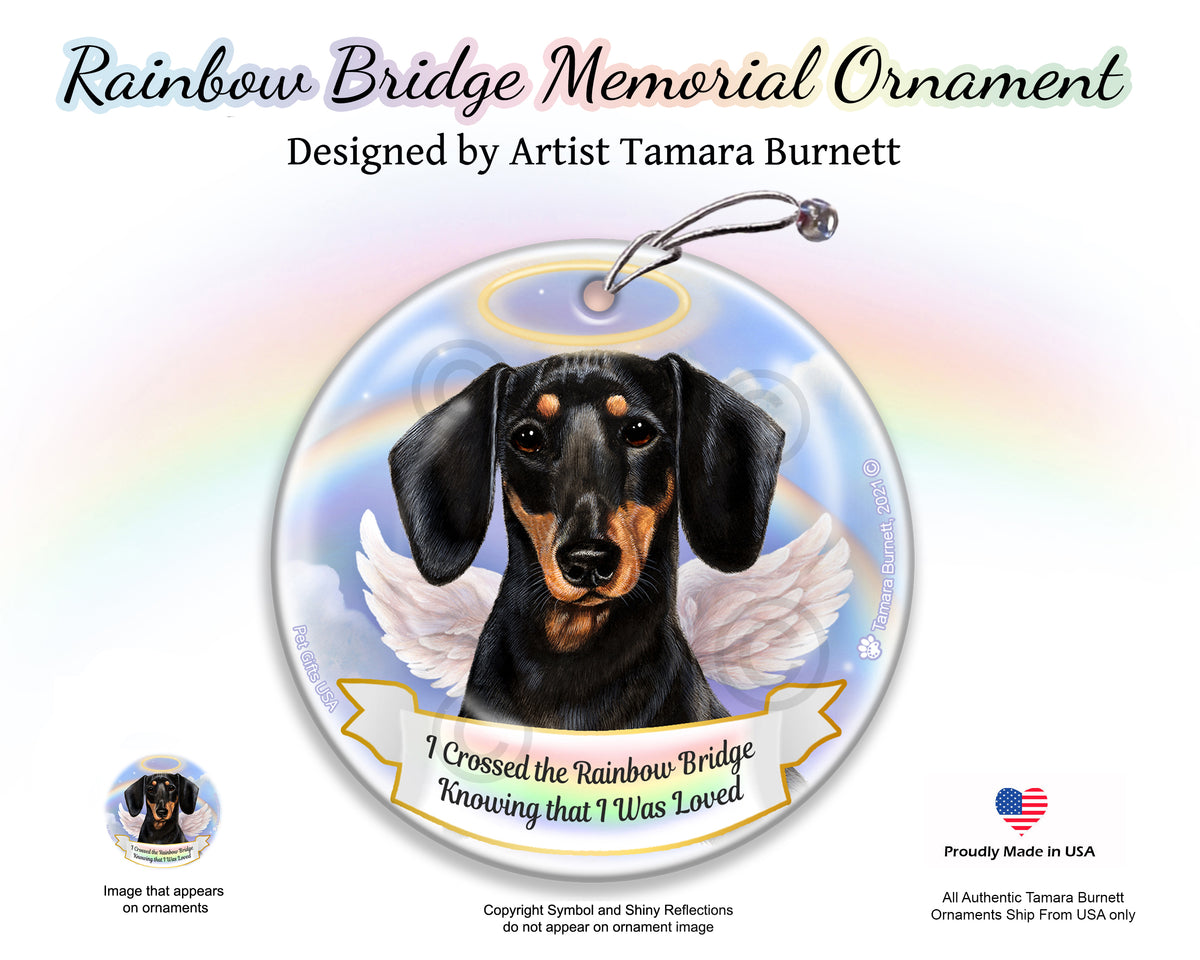 Dachshund Short Haired Rainbow Bridge Memorial Ornament
