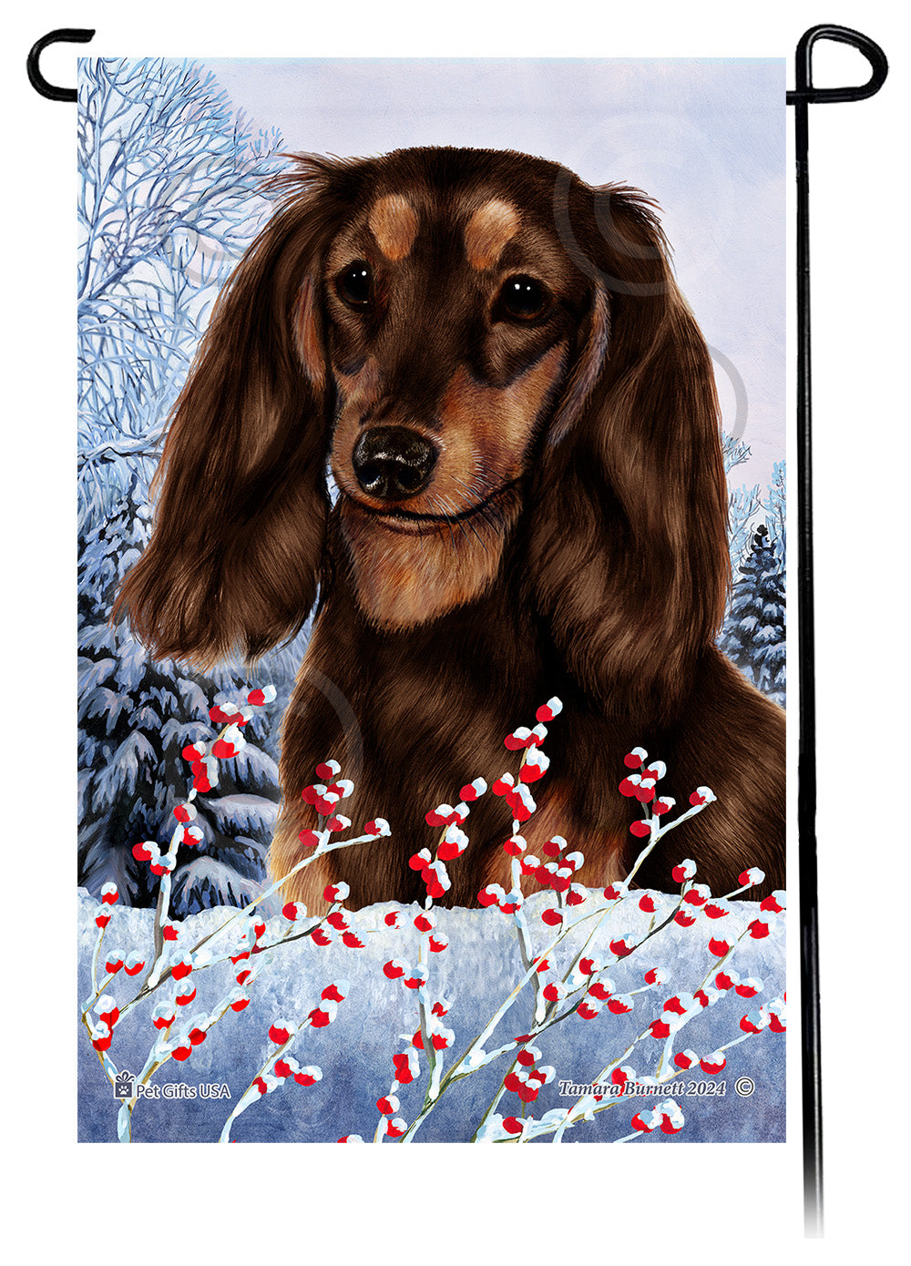 Dachshund Winterberries - Garden Flag