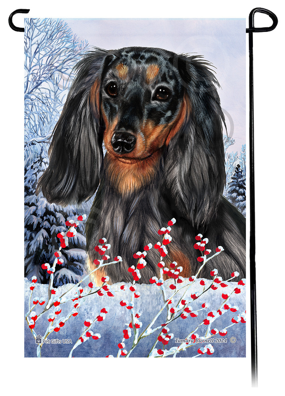 Dachshund Winterberries - Garden Flag