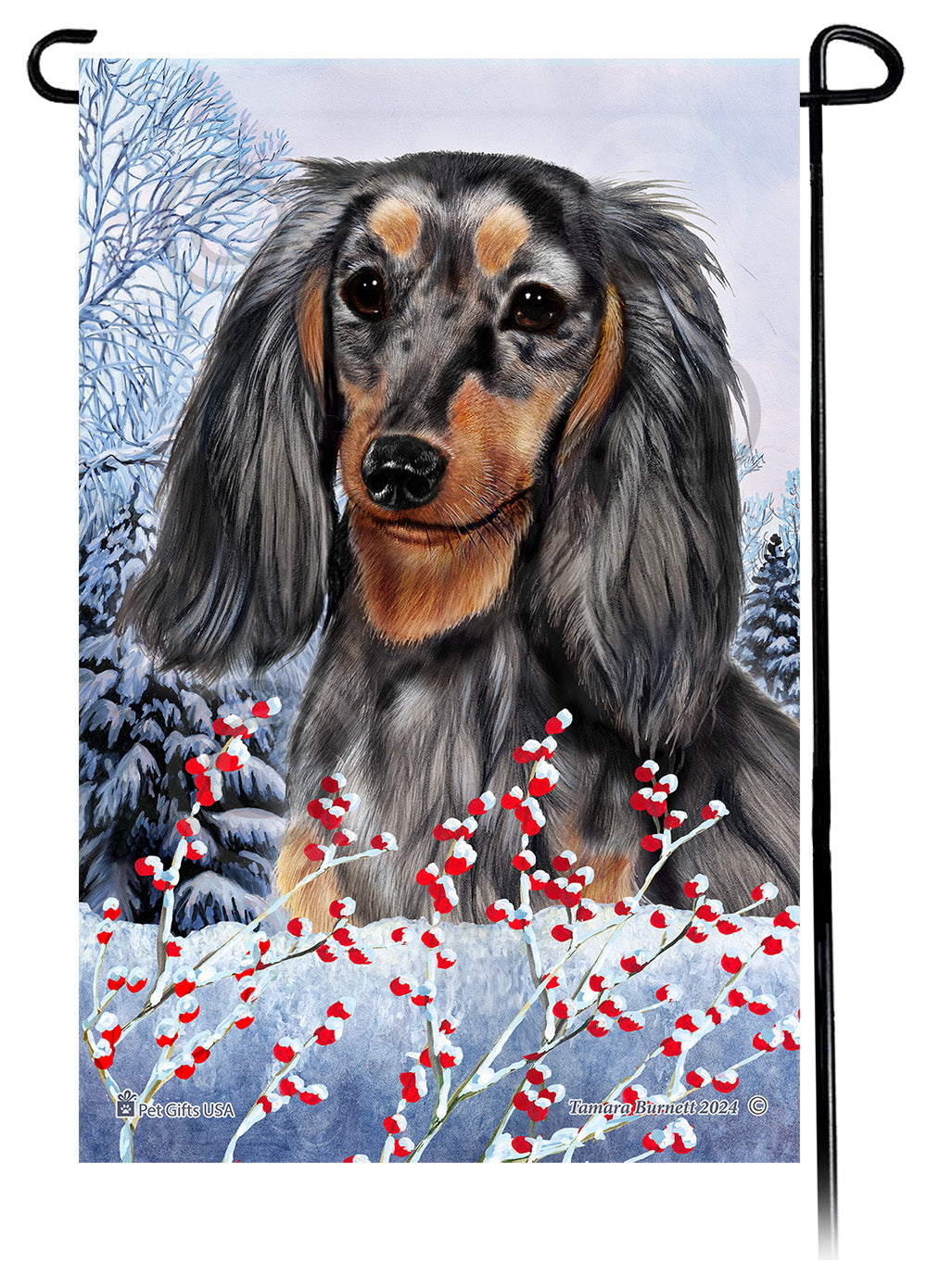Dachshund Winterberries - Garden Flag