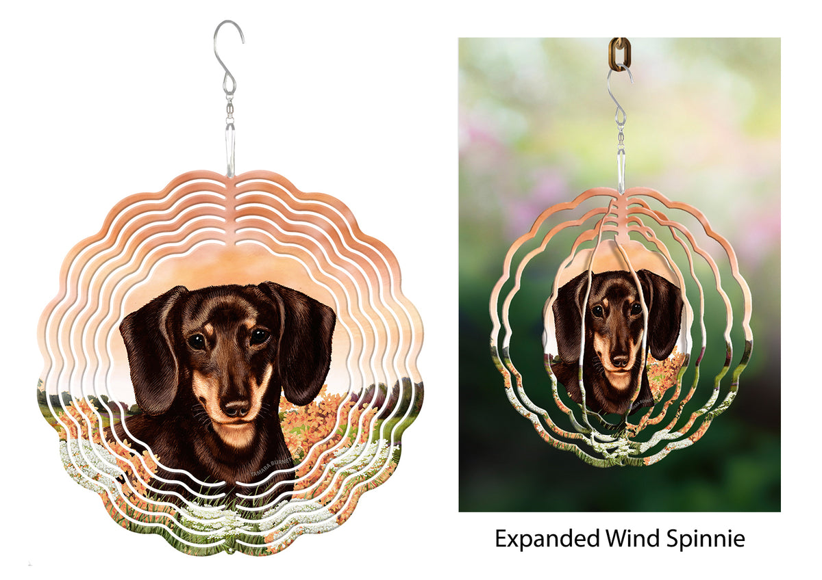 Short-Haired Dachshund Chocolate and Cream Wind Spinner