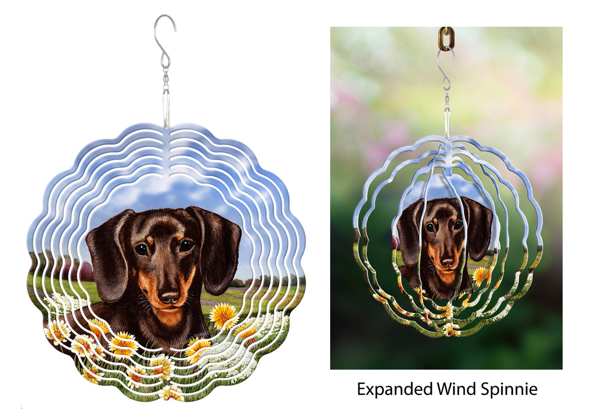 Short-Haired Dachshund Chocolate and Tan Wind Spinner