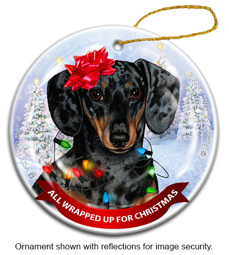 Dachshund Short Hair Dap Dark Black and Tan Ornament