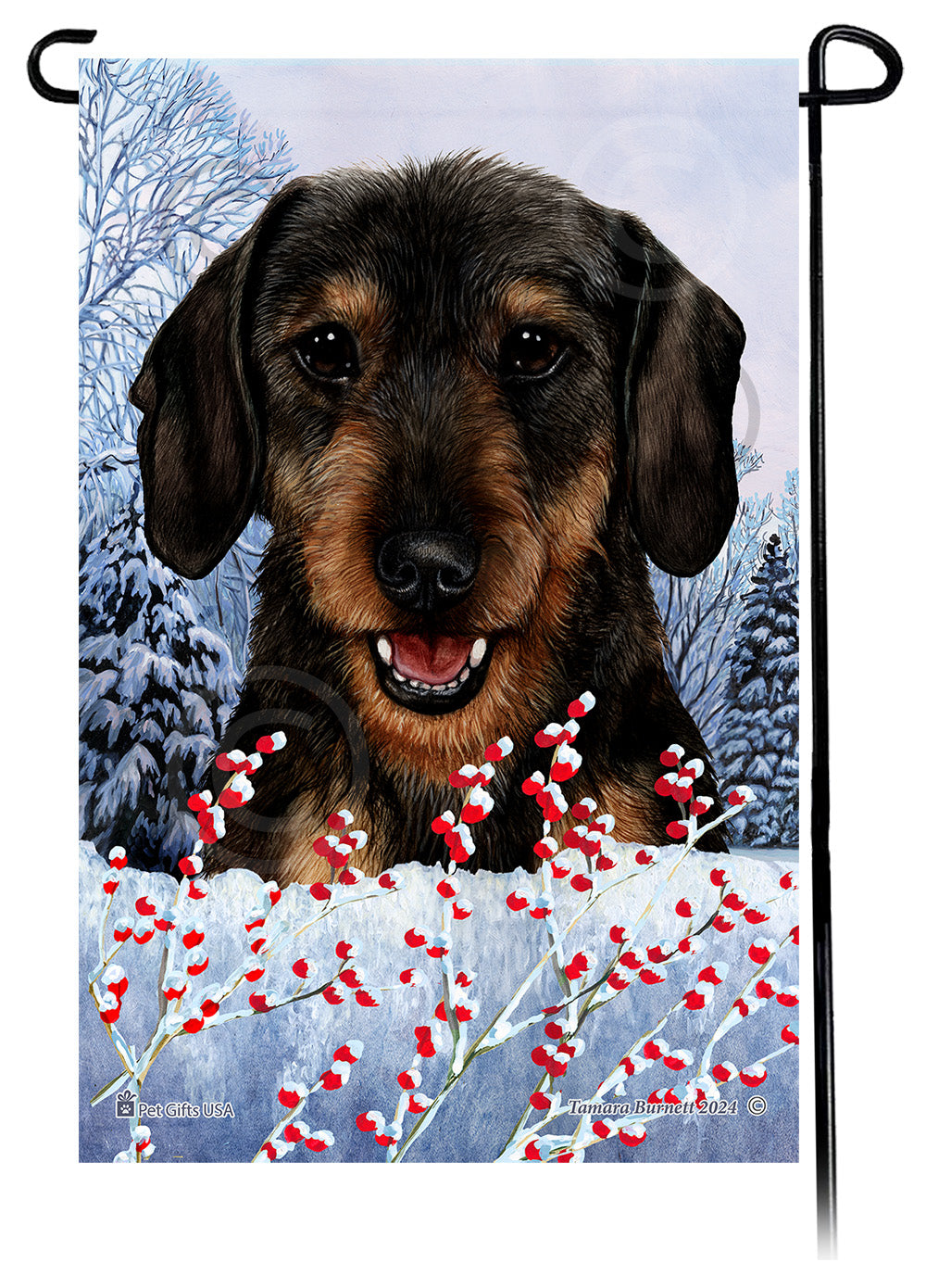 Dachshund Winterberries - Garden Flag