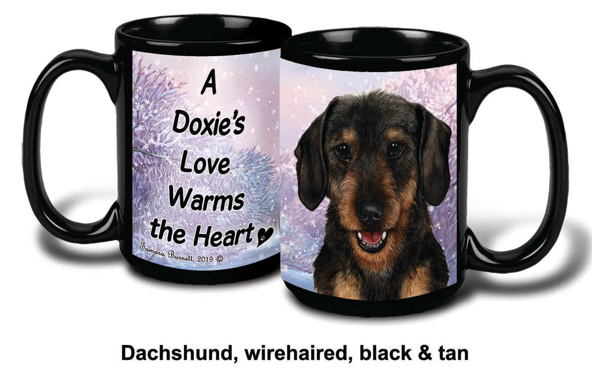 Dachshund Wh Blk/Tn Winter Mug 15 oz
