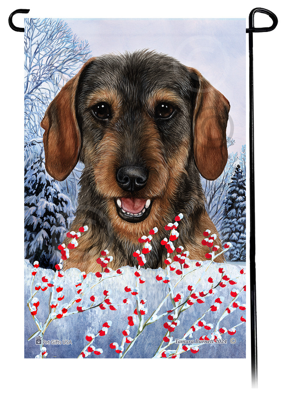 Dachshund Winterberries - Garden Flag