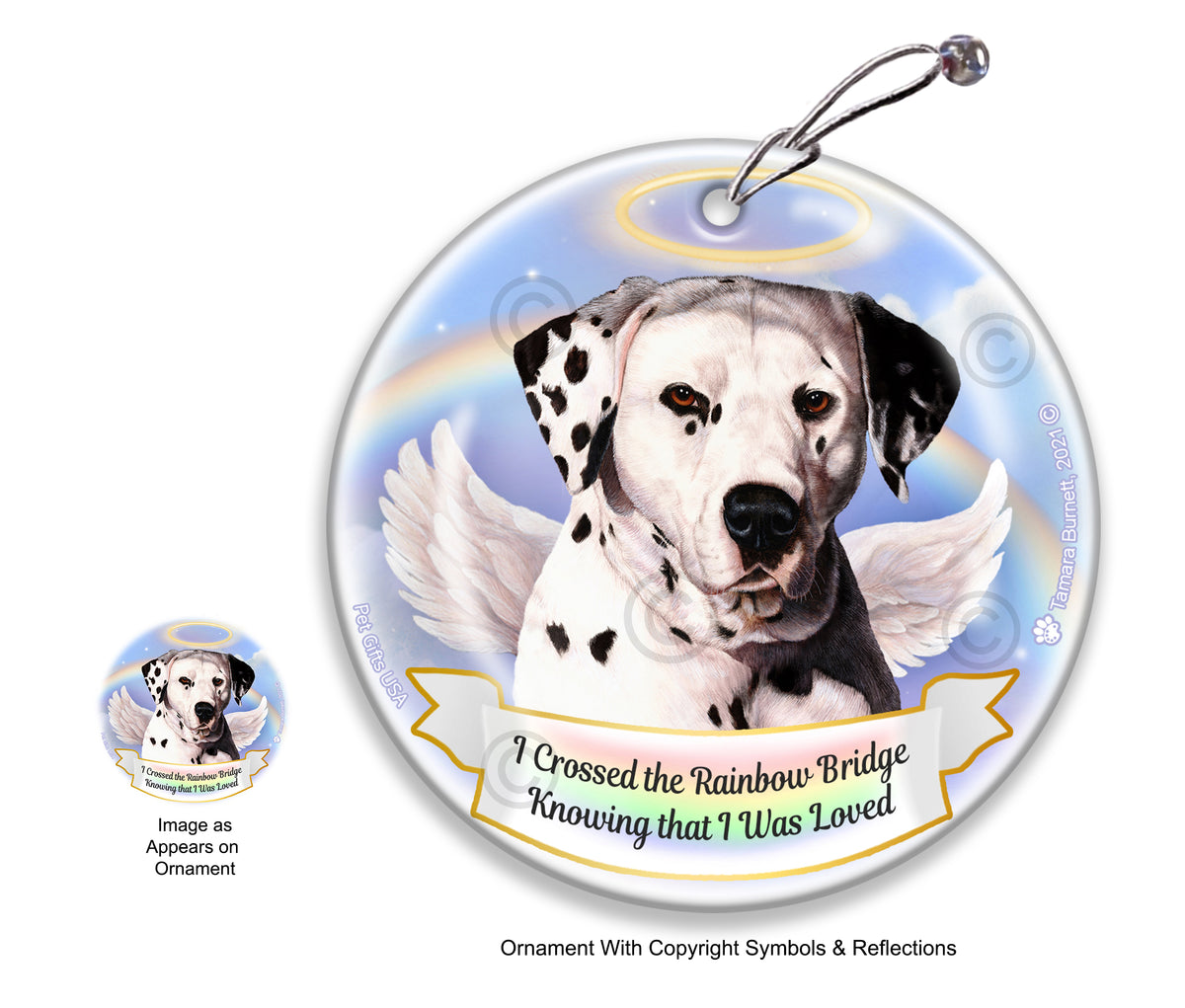 Dalmatian Black and White Rainbow Bridge Memorial Ornament