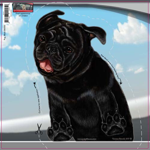 Pug Black - Dogs On The Move Window Cling