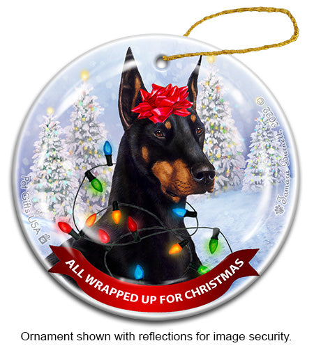 Doberman All Wrapped Up Ornament