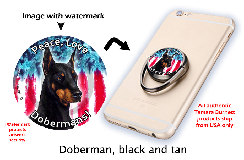 Doberman Black Cropped Phone Stand