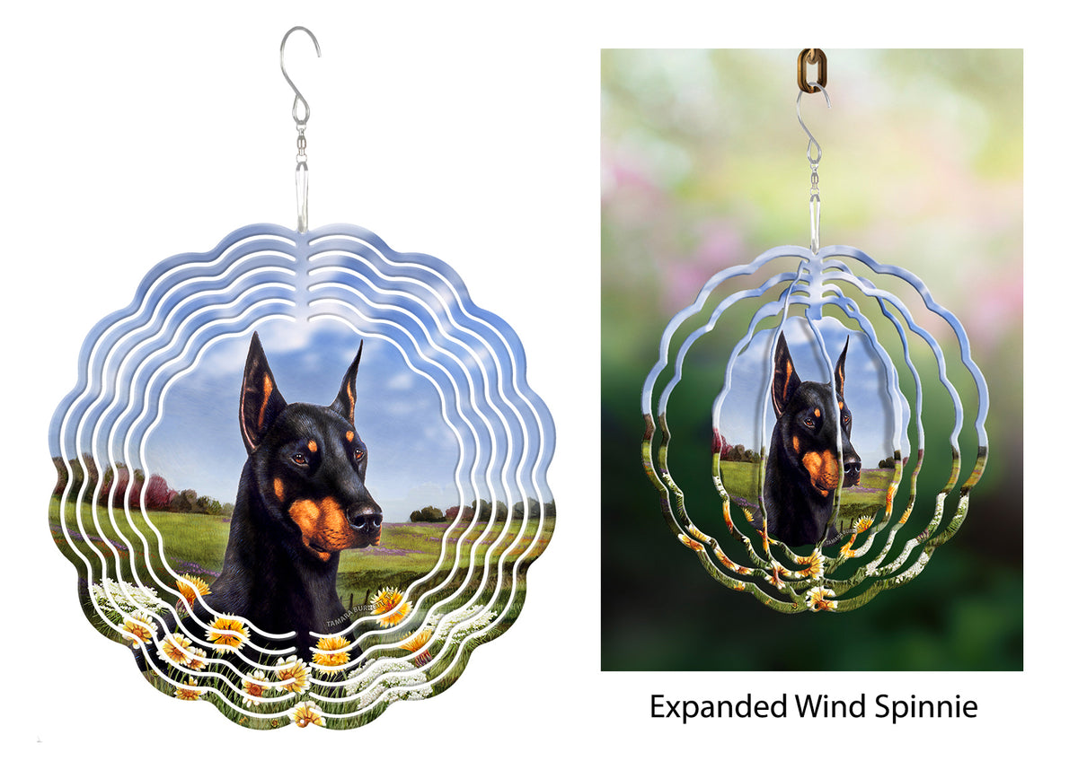 Doberman Black Cropped Wind Spinner