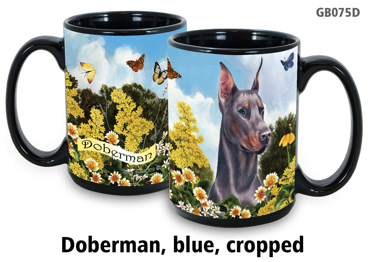 Doberman Cropped Blue & Tan - Garden Party Fun Mug 15 oz