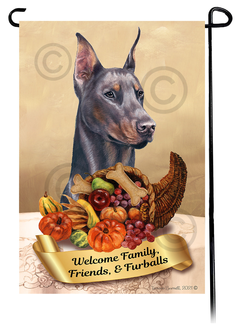 Doberman Pinscher Thanksgiving - Garden Flag
