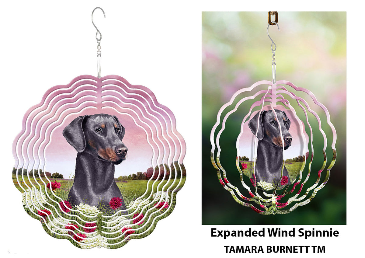 Doberman Blue Uncropped Wind Spinner