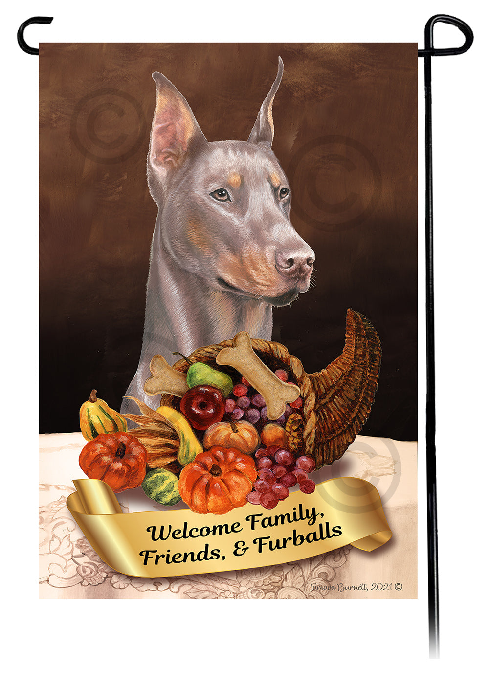 Doberman Pinscher Thanksgiving - Garden Flag