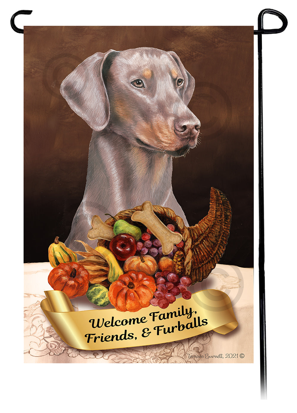 Doberman Pinscher Thanksgiving - Garden Flag