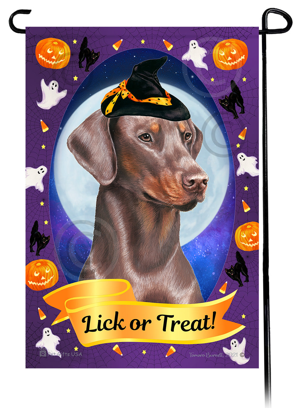 Doberman Pinscher Halloween Howls - Garden Flag