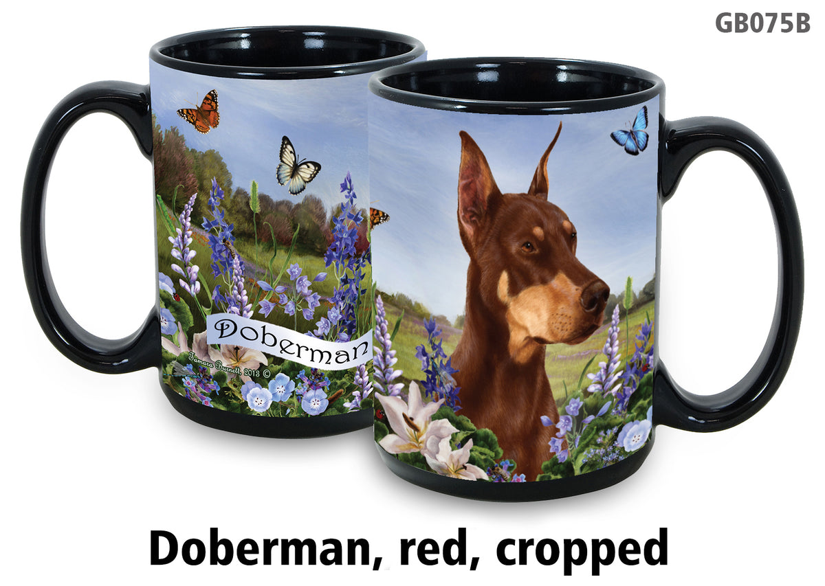 Doberman Cropped Red - Garden Party Fun Mug 15 oz