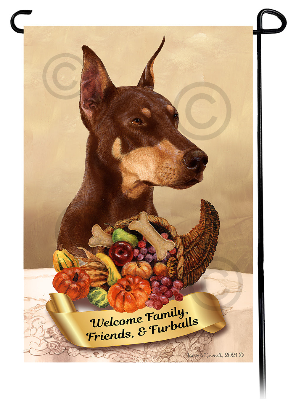Doberman Pinscher Thanksgiving - Garden Flag