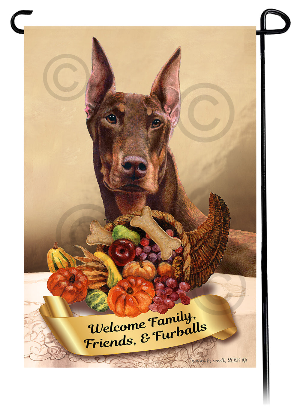 Doberman Pinscher Thanksgiving - Garden Flag