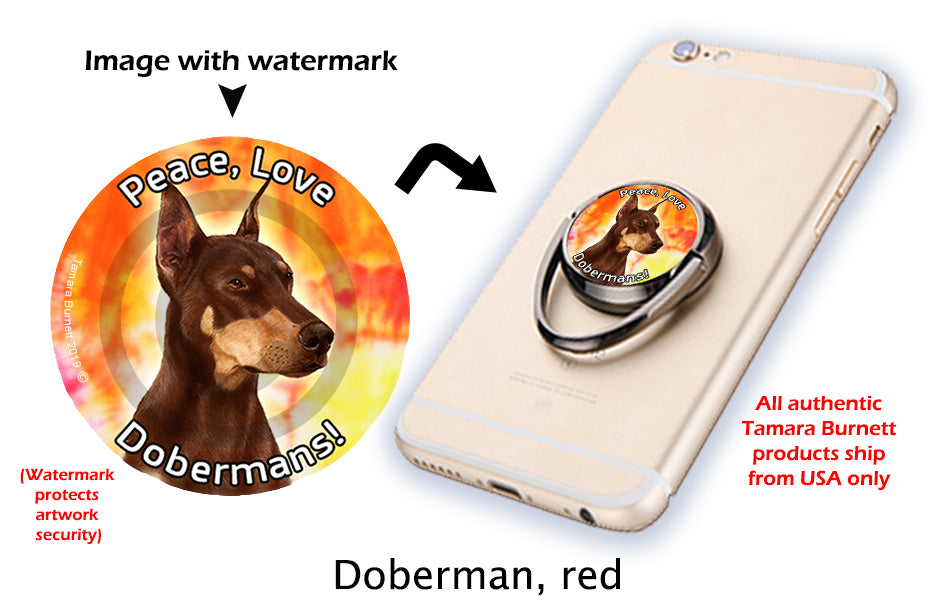 Doberman Red Cropped Phone Stand
