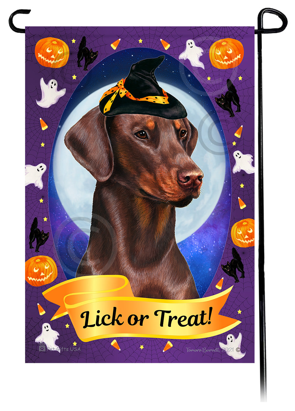 Doberman Pinscher Halloween Howls - Garden Flag