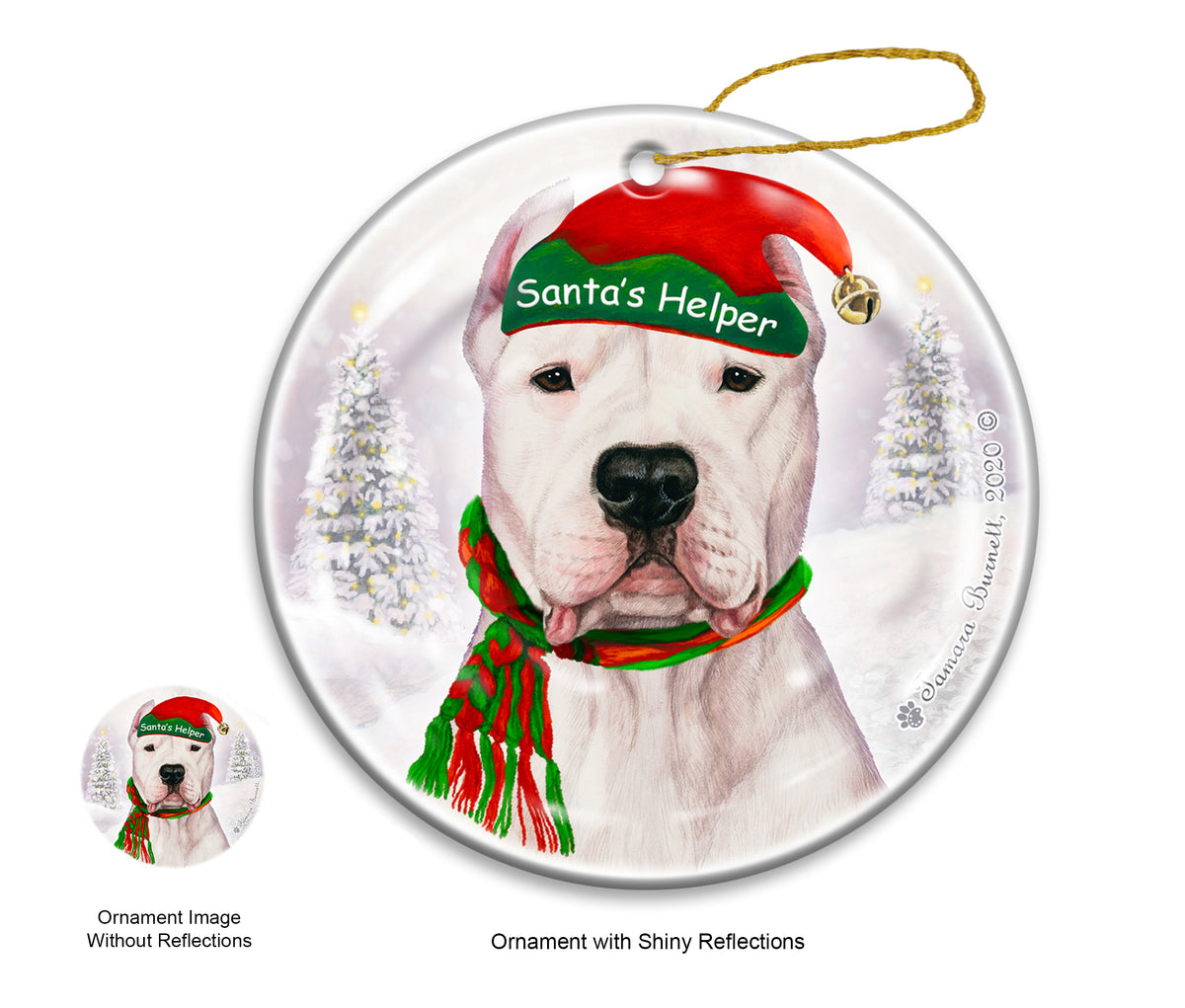 Dogo Argentino Cropped - Santa's Helper Ornament