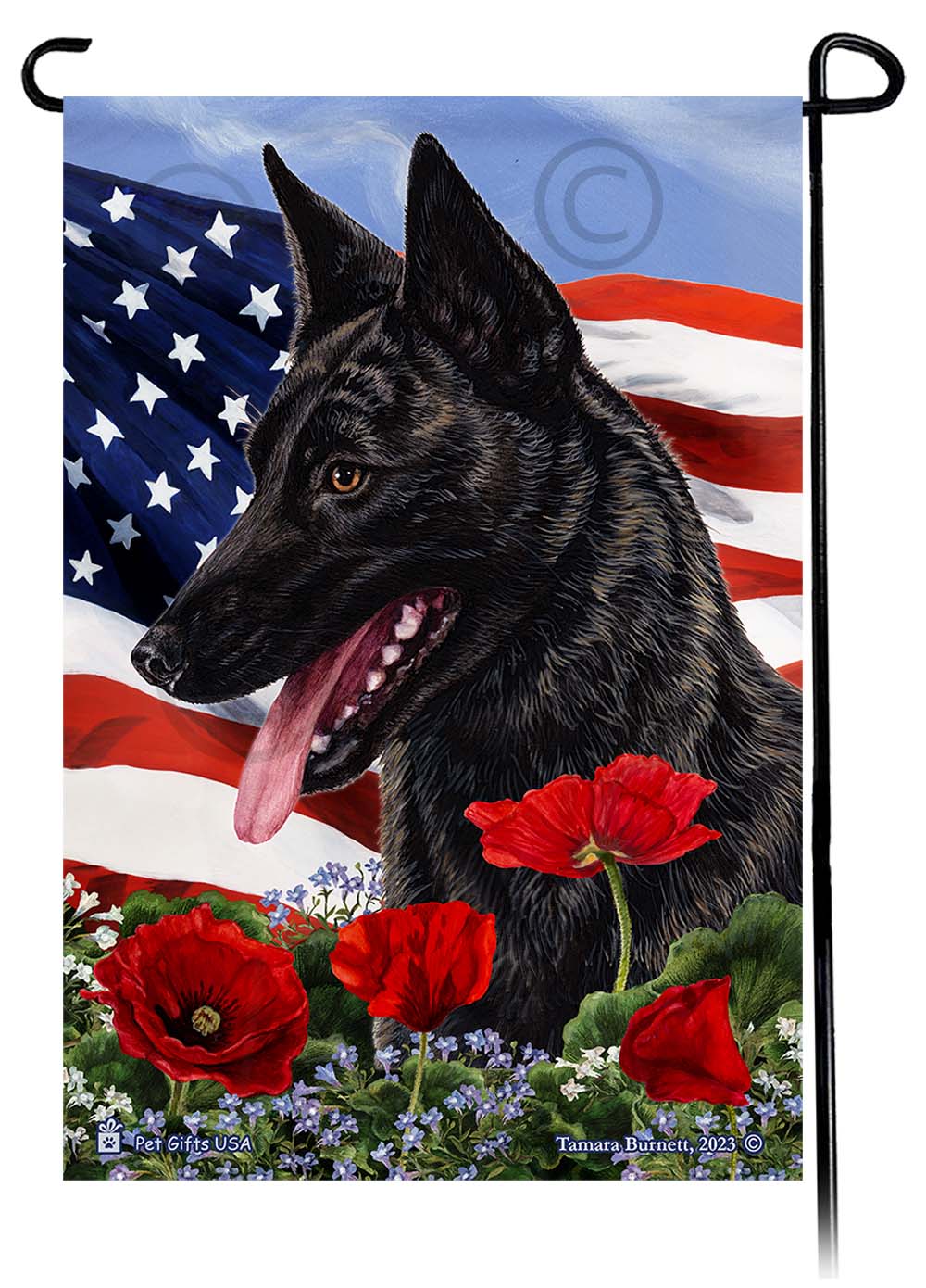 American Shepherd Patriotic Flowers - Garden Flag