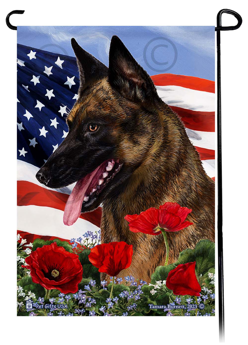 American Shepherd Patriotic Flowers - Garden Flag