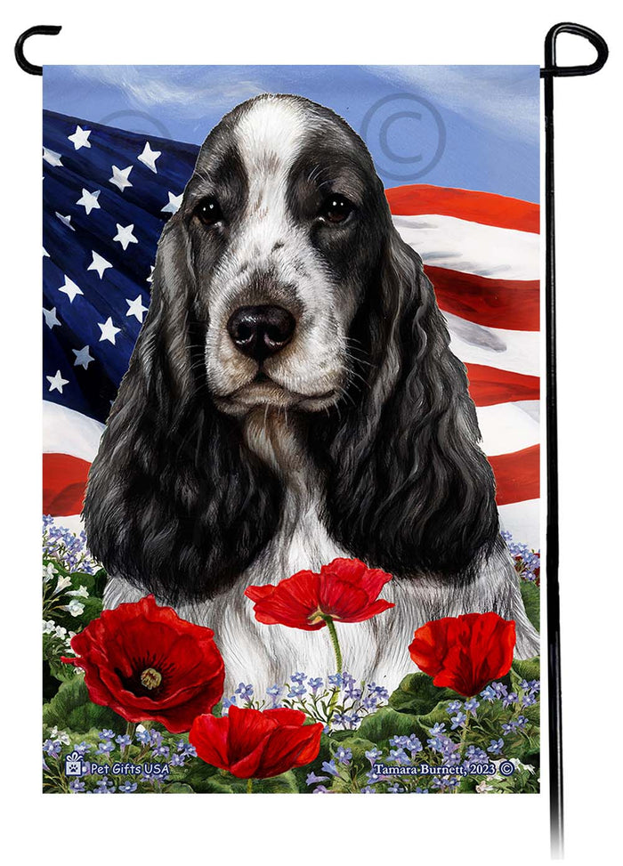 English Cocker Spaniel Patriotic Flowers Garden Flags