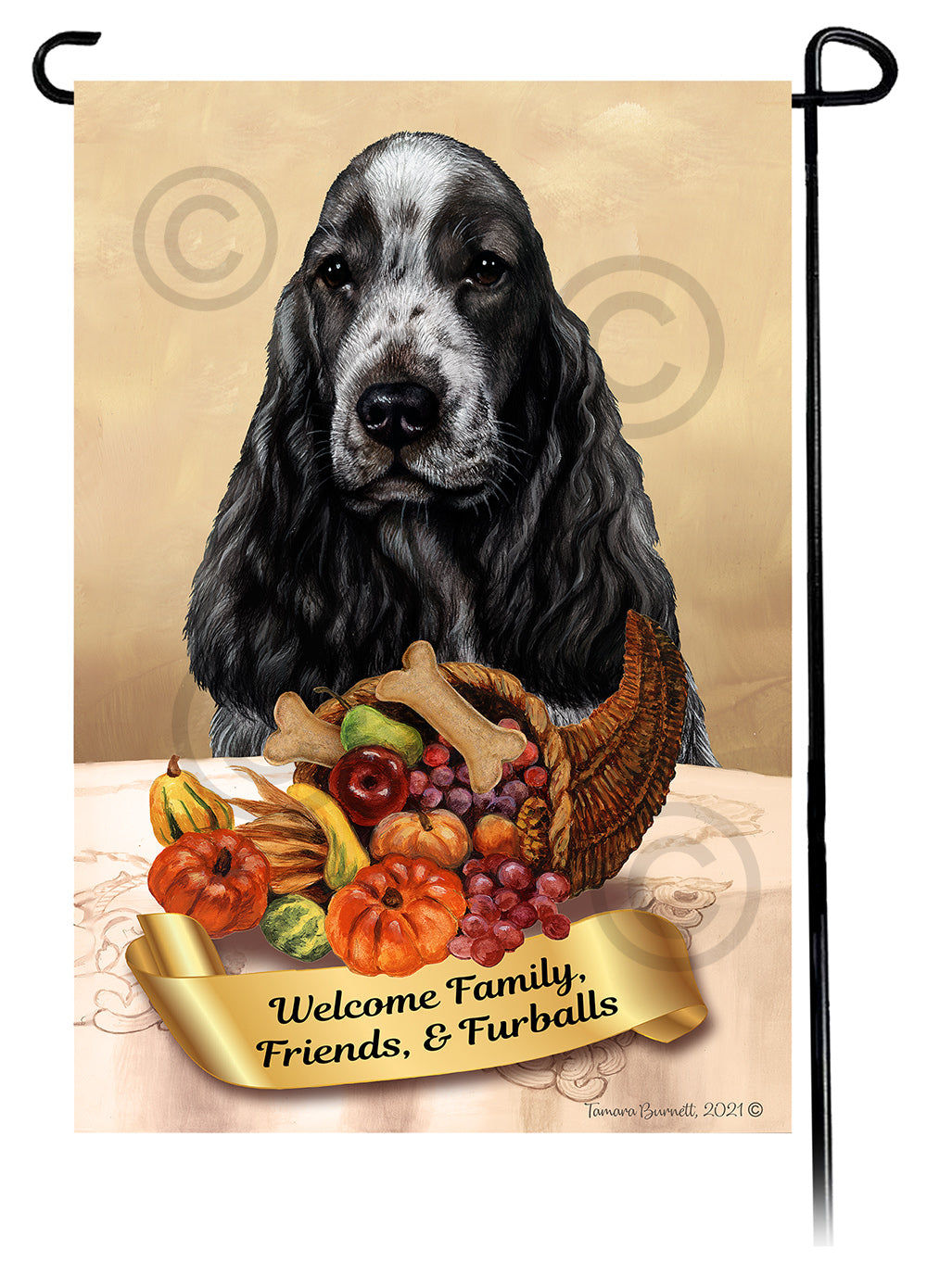 English Cocker Spaniel Thanksgiving Garden Flags