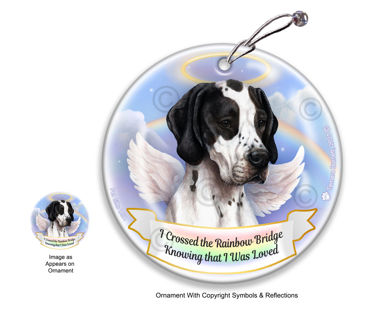 English Pointer Rainbow Bridge Memorial Ornament
