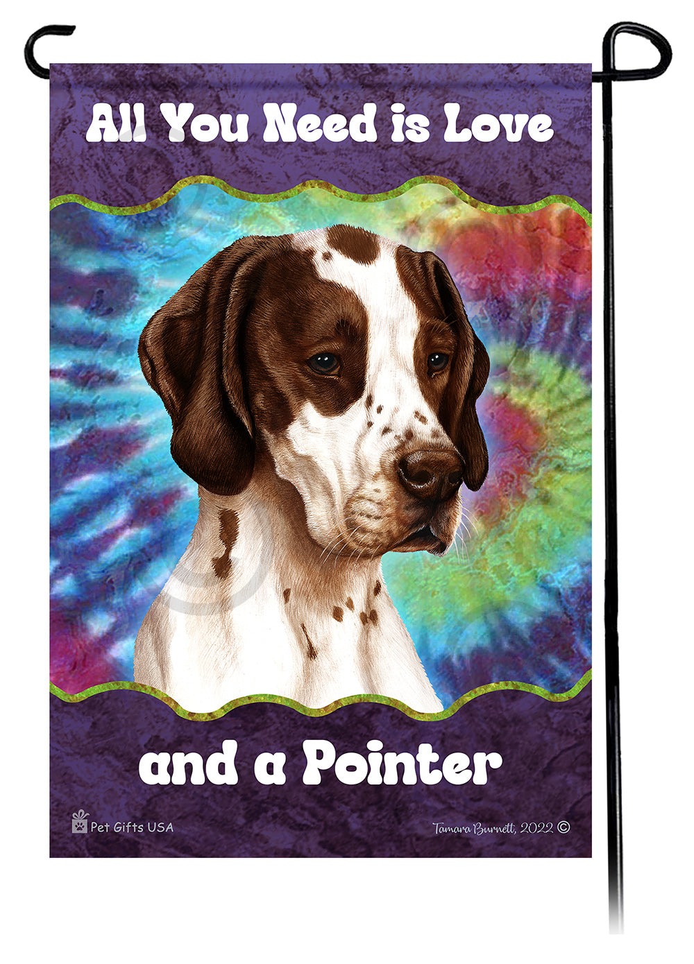 English Pointer All You Need Is Love Garden Flag