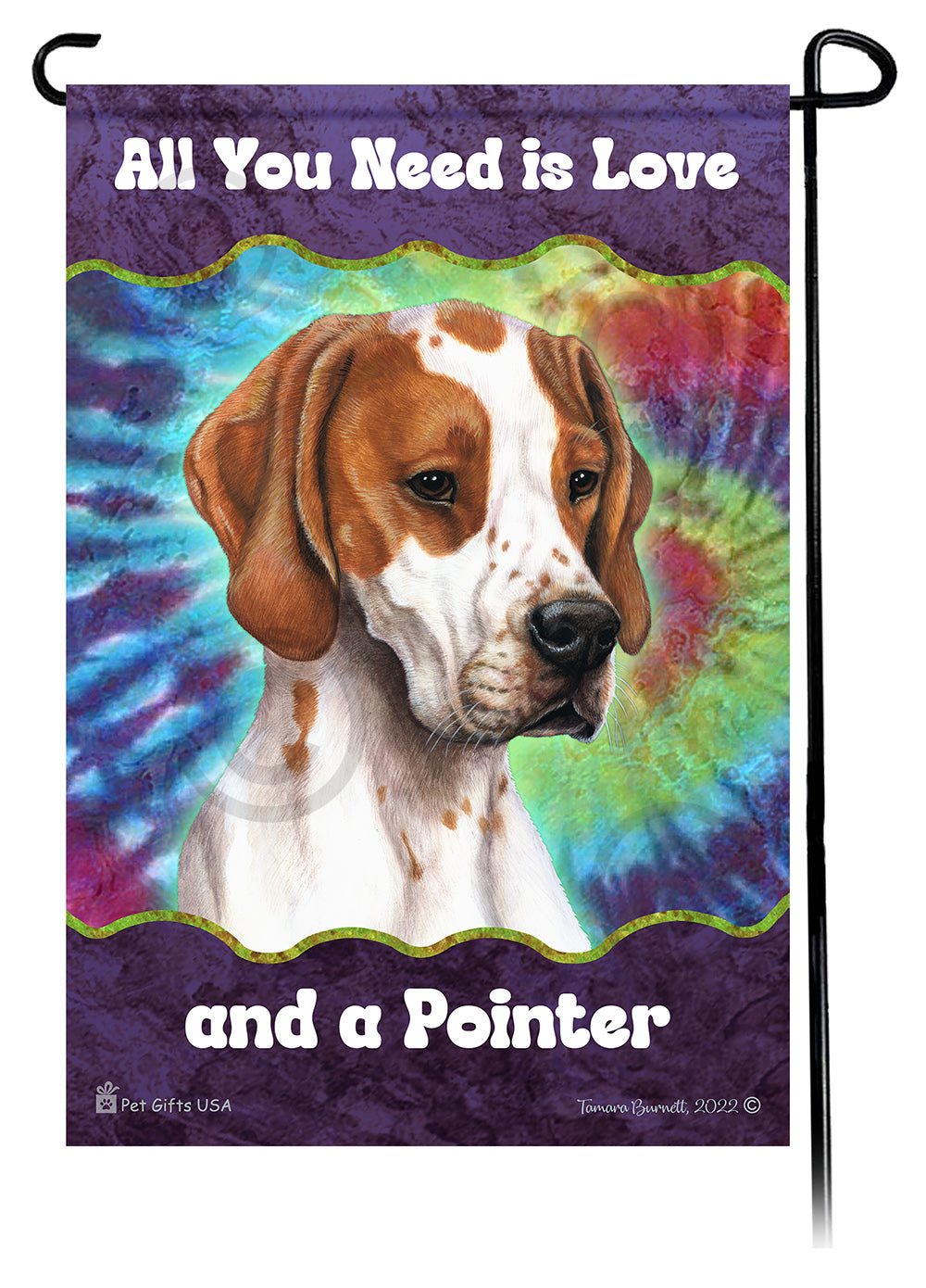 English Pointer All You Need Is Love Garden Flag