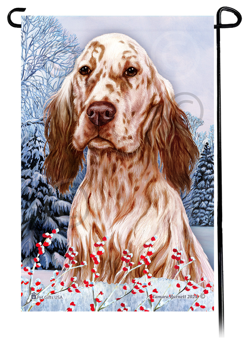 English Setter Winterberries - Garden Flag