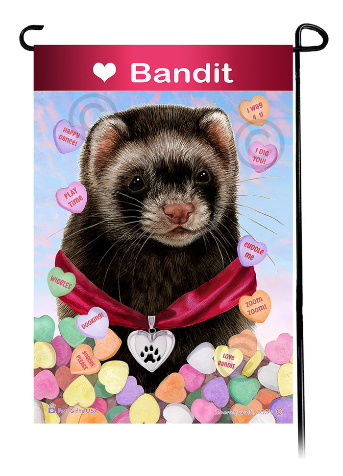 Black Sable Mitt Ferret Valentine Sweetheart Garden Flags