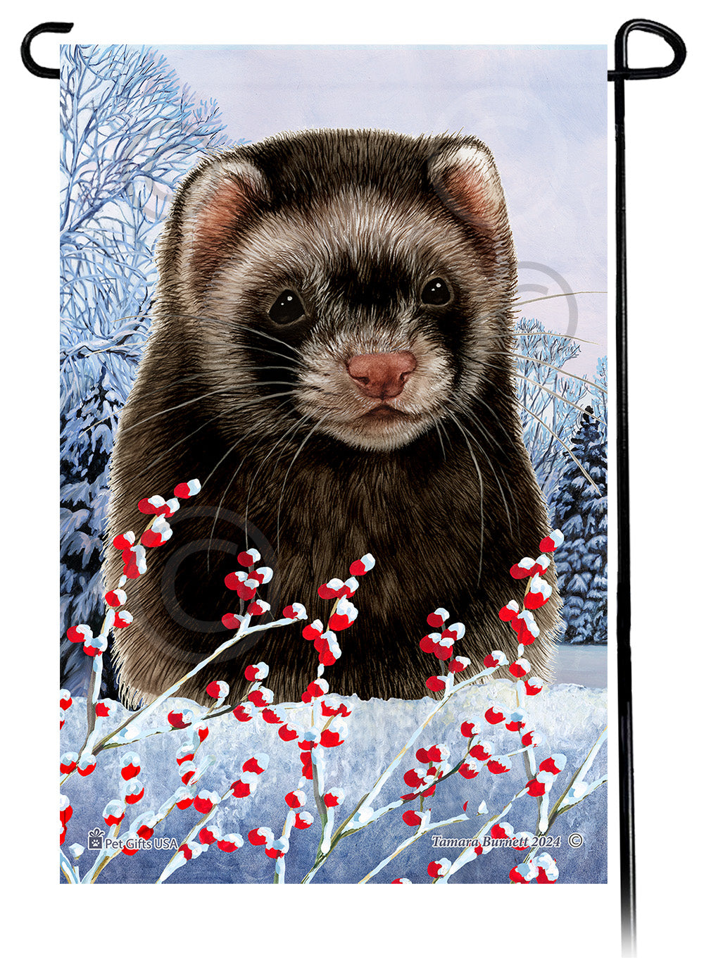 Ferret Winterberries Garden Flags