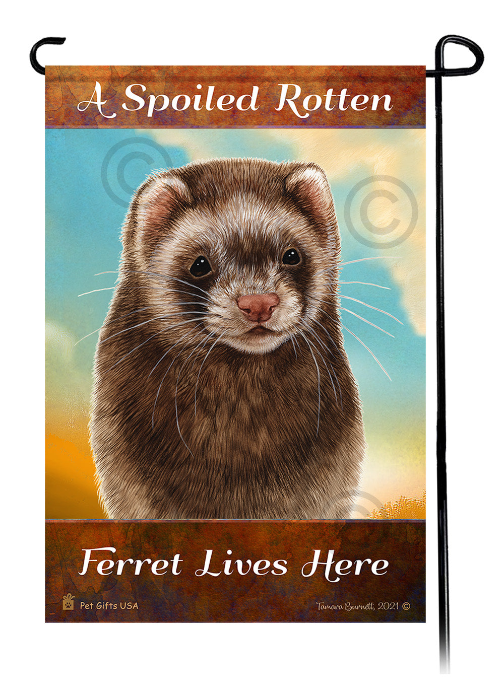 Black Sable Mitt Ferret Spoiled Rotten - Garden Flag