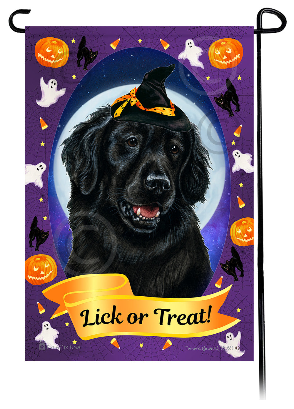 Flat Coated Retriever Halloween Howls Garden Flags