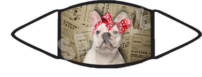 Frenchie White (Brown) Face Mask