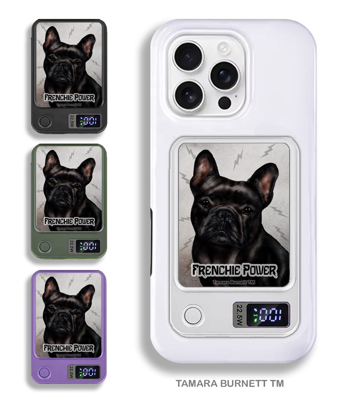 French Bulldog Black Phone Bank Wireless Charger