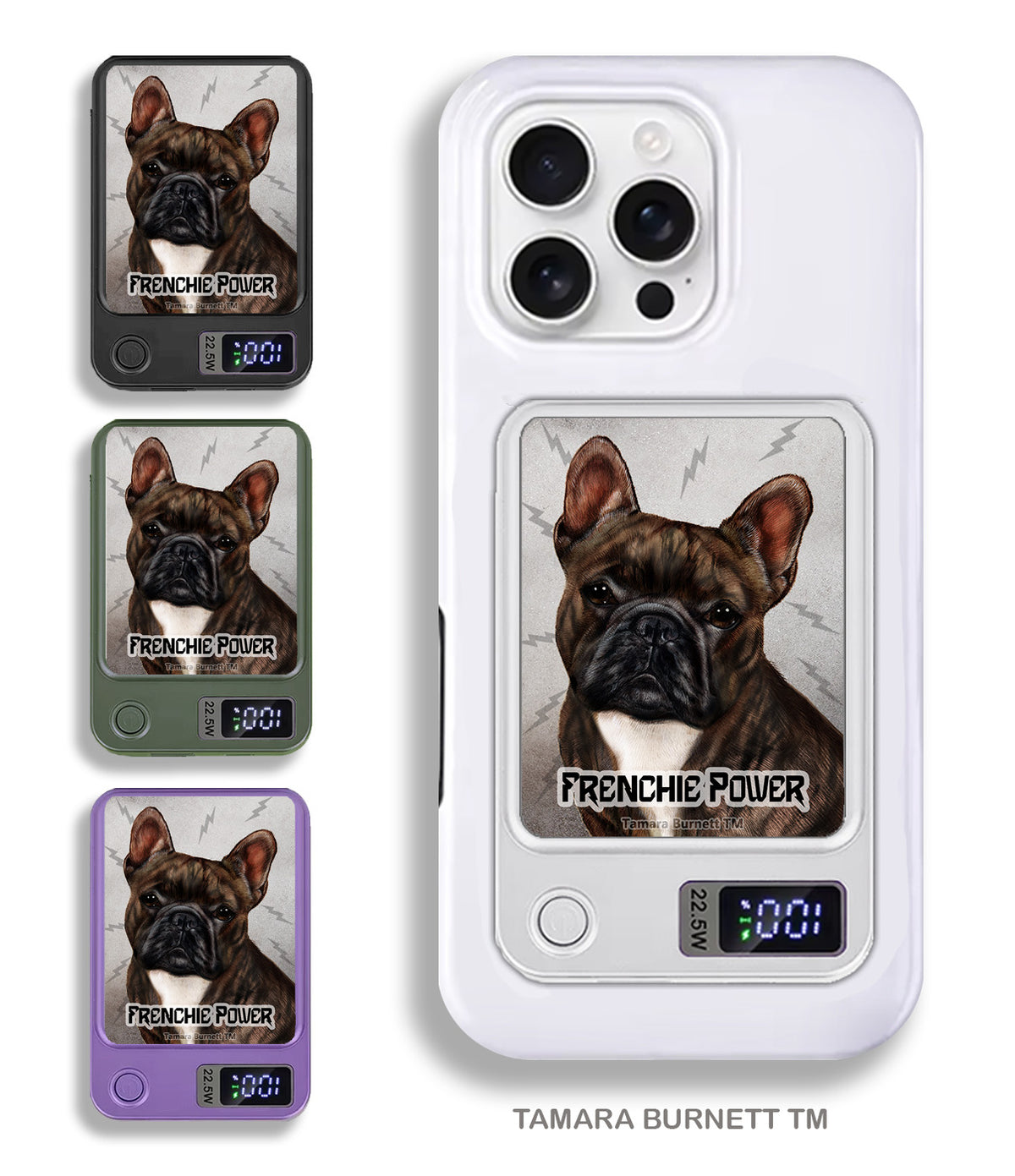 French Bulldog Brindle and White Phone Bank Wireless Charger